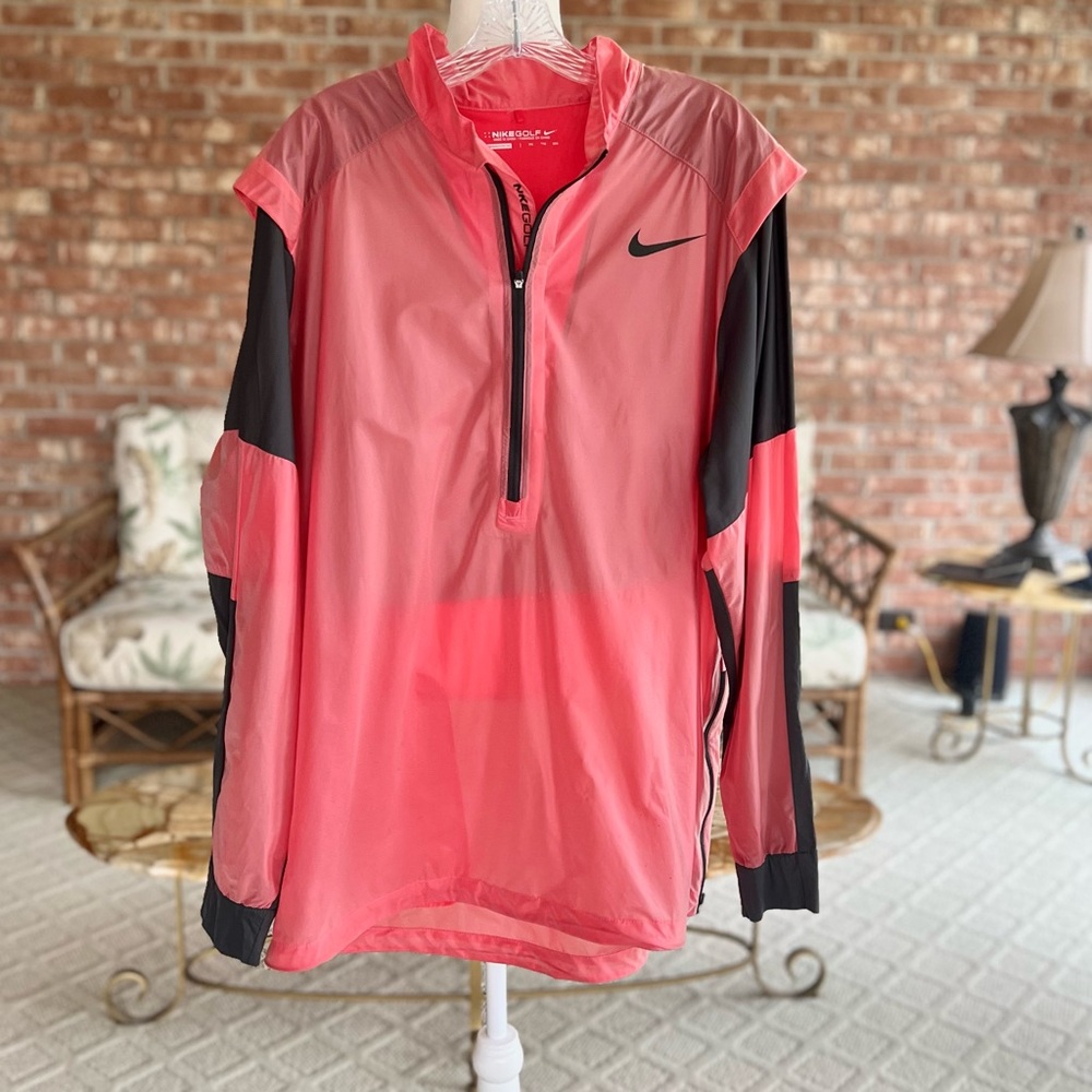 Nike Men’s Windbreaker Hyper Adapt Golf Nylon 1/2 Zip Red Black Logo XXL